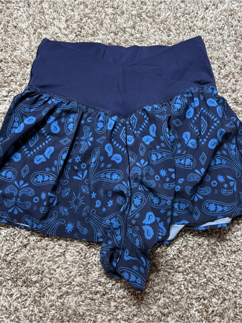 OFFLINE by Aerie Real Me Cross Over Flowy Shorts Blue Paisley